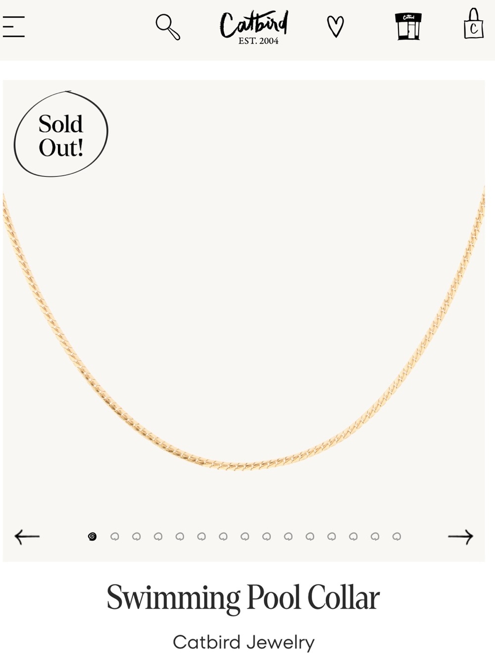 Catbird swimming pool necklace